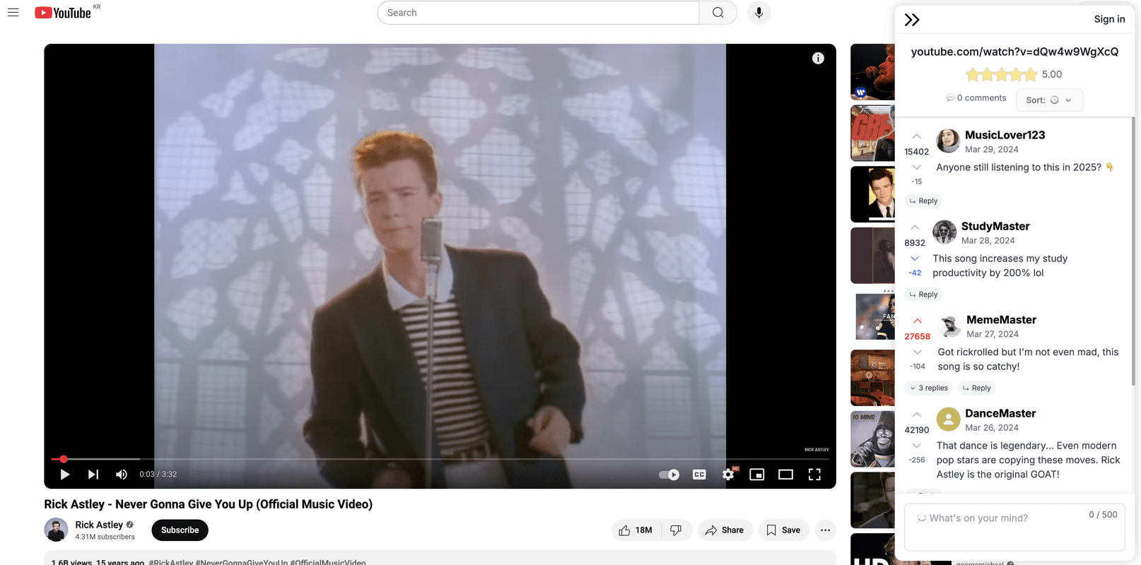 Commentarium on YouTube